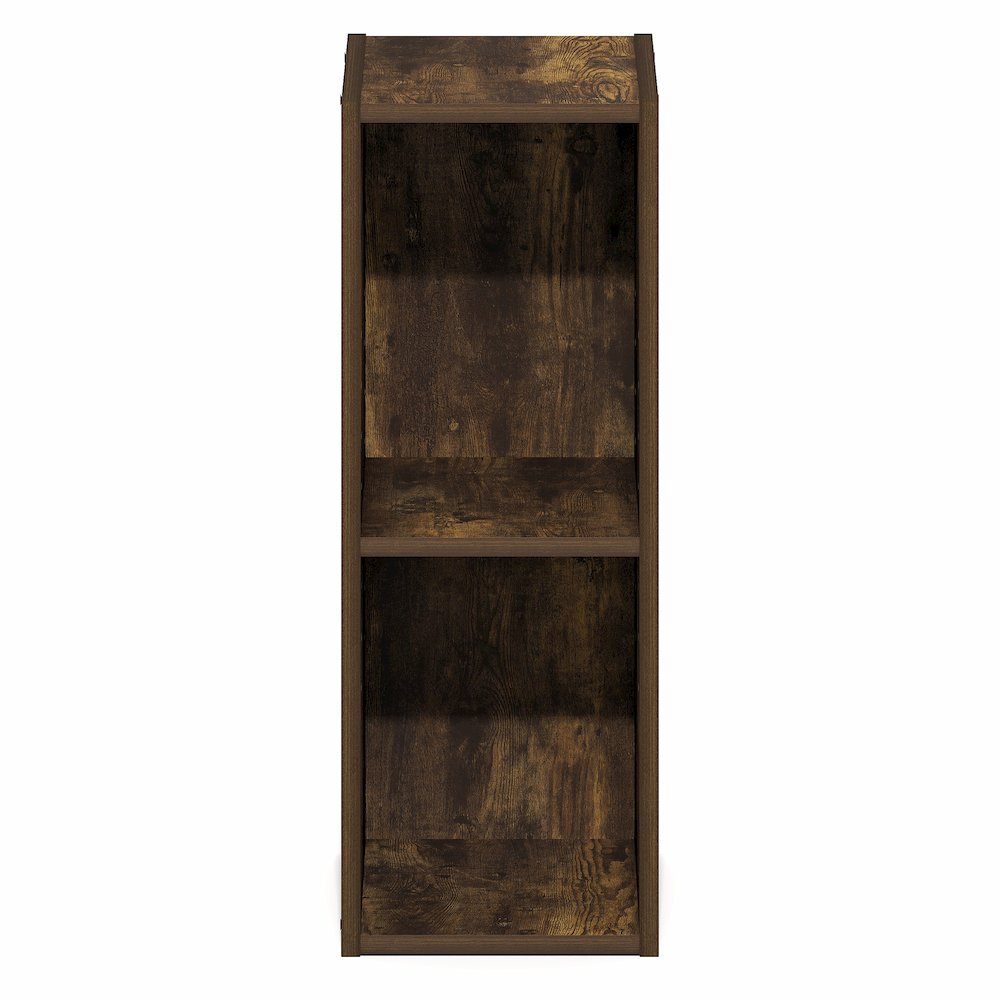 2-Tier Narrow Bookshelf, Bookcase with 8-In Width Storage Shelf, Amber Pine. Picture 2
