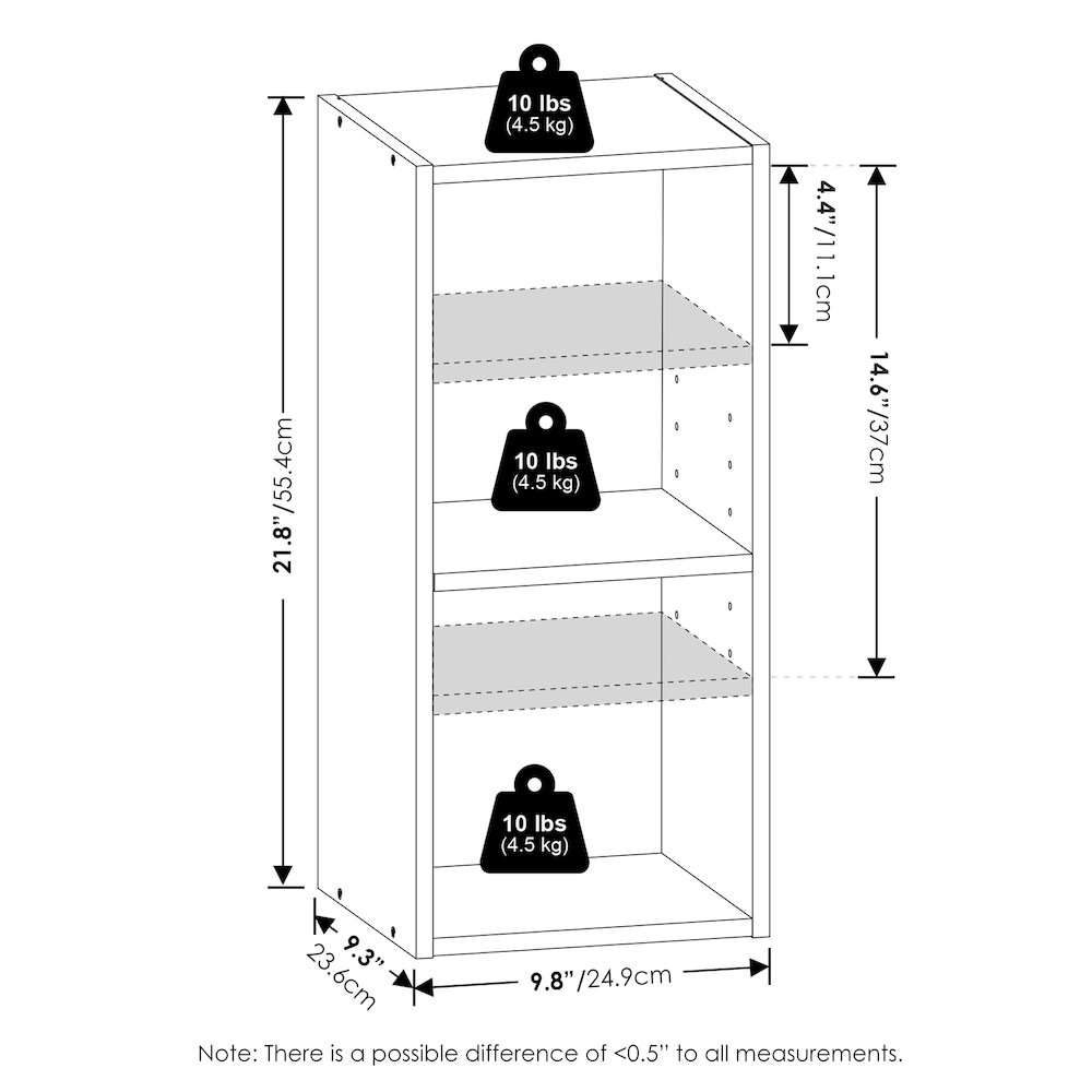 2-Tier Narrow Bookshelf, Bookcase with 10-In Width Storage Shelf, Amber Pine. Picture 6
