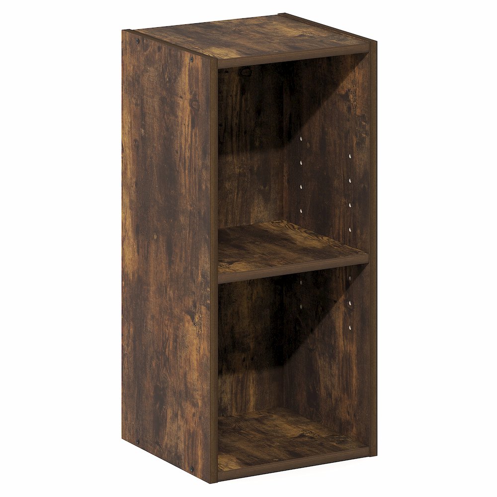 2-Tier Narrow Bookshelf, Bookcase with 10-In Width Storage Shelf, Amber Pine. Picture 1