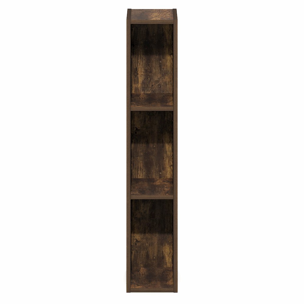 3-Tier Narrow Bookshelf, Bookcase with 6-In Width Storage Shelf, Amber Pine. Picture 2
