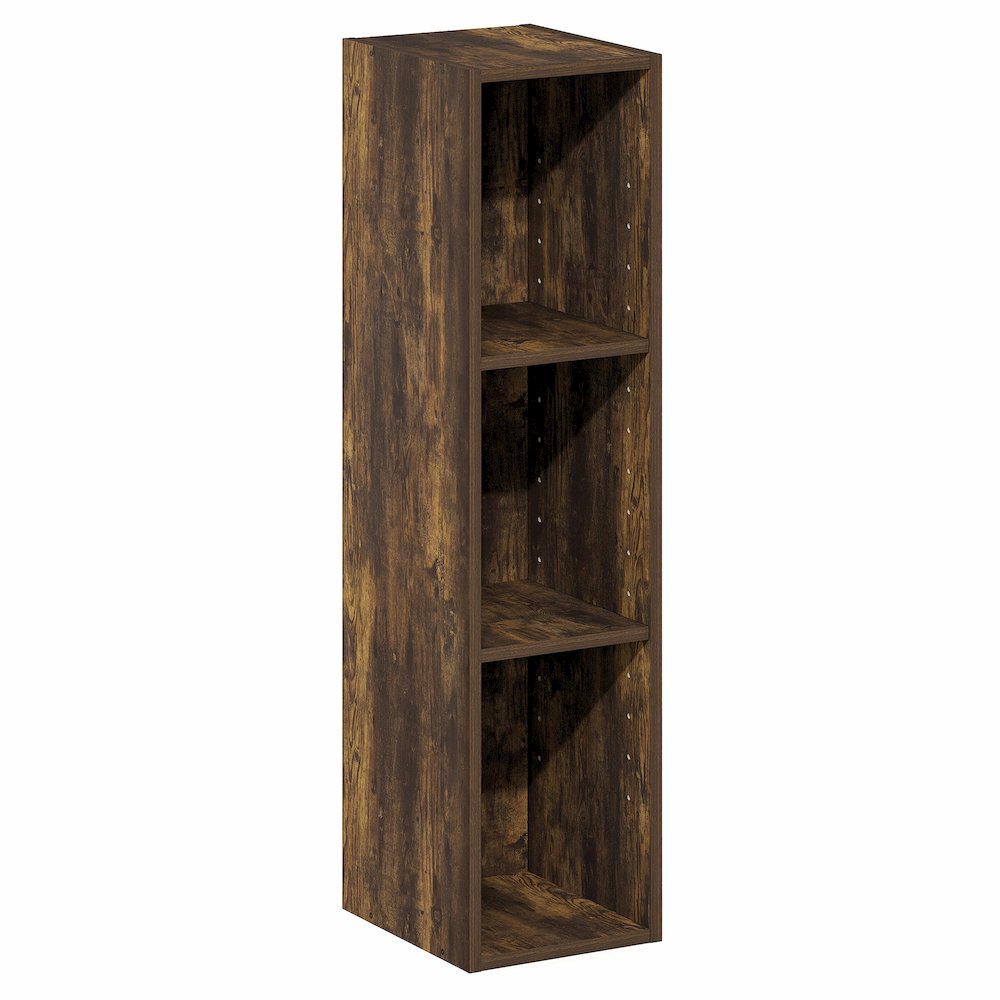 3-Tier Narrow Bookshelf, Bookcase with 8-In Width Storage Shelf, Amber Pine. Picture 1