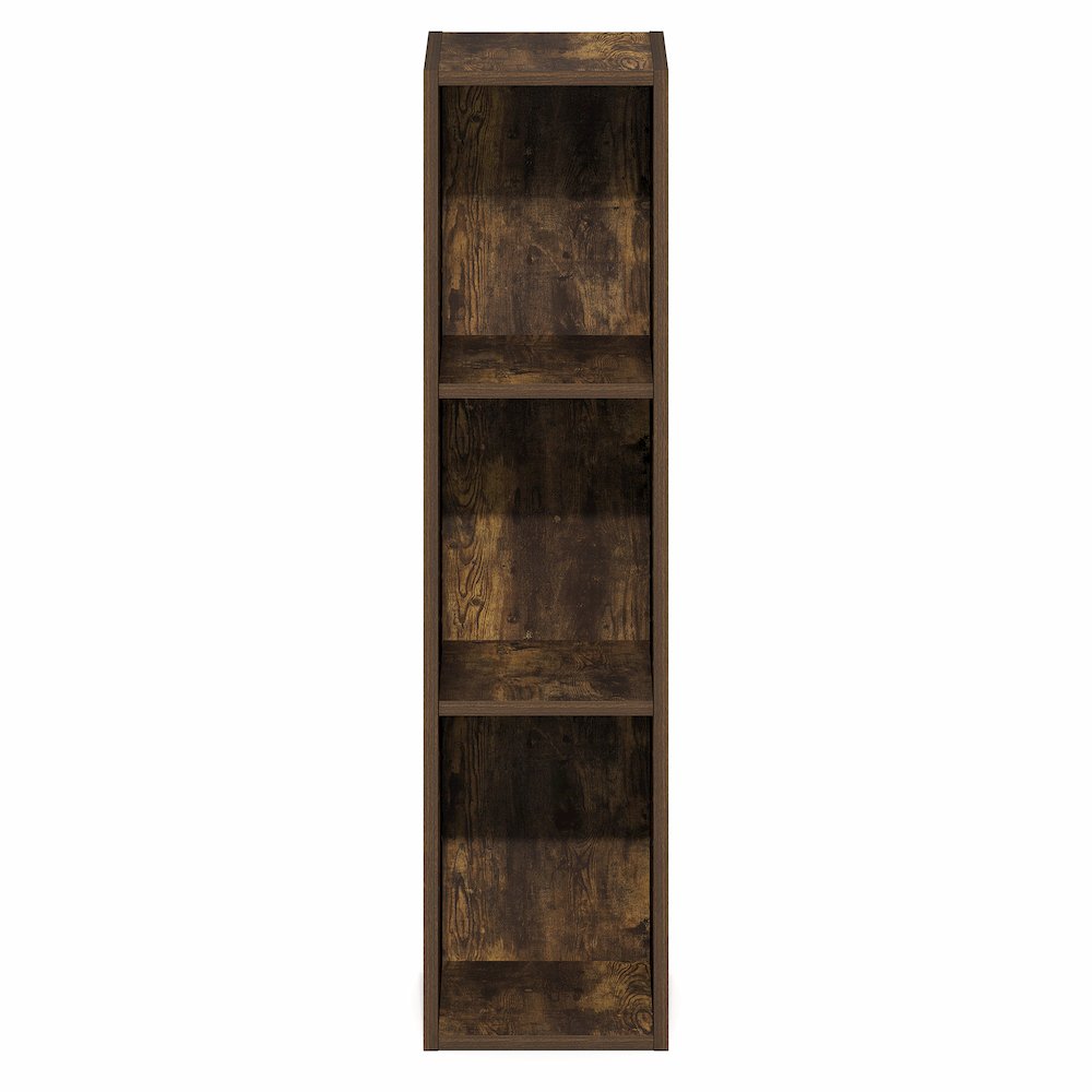 3-Tier Narrow Bookshelf, Bookcase with 8-In Width Storage Shelf, Amber Pine. Picture 2