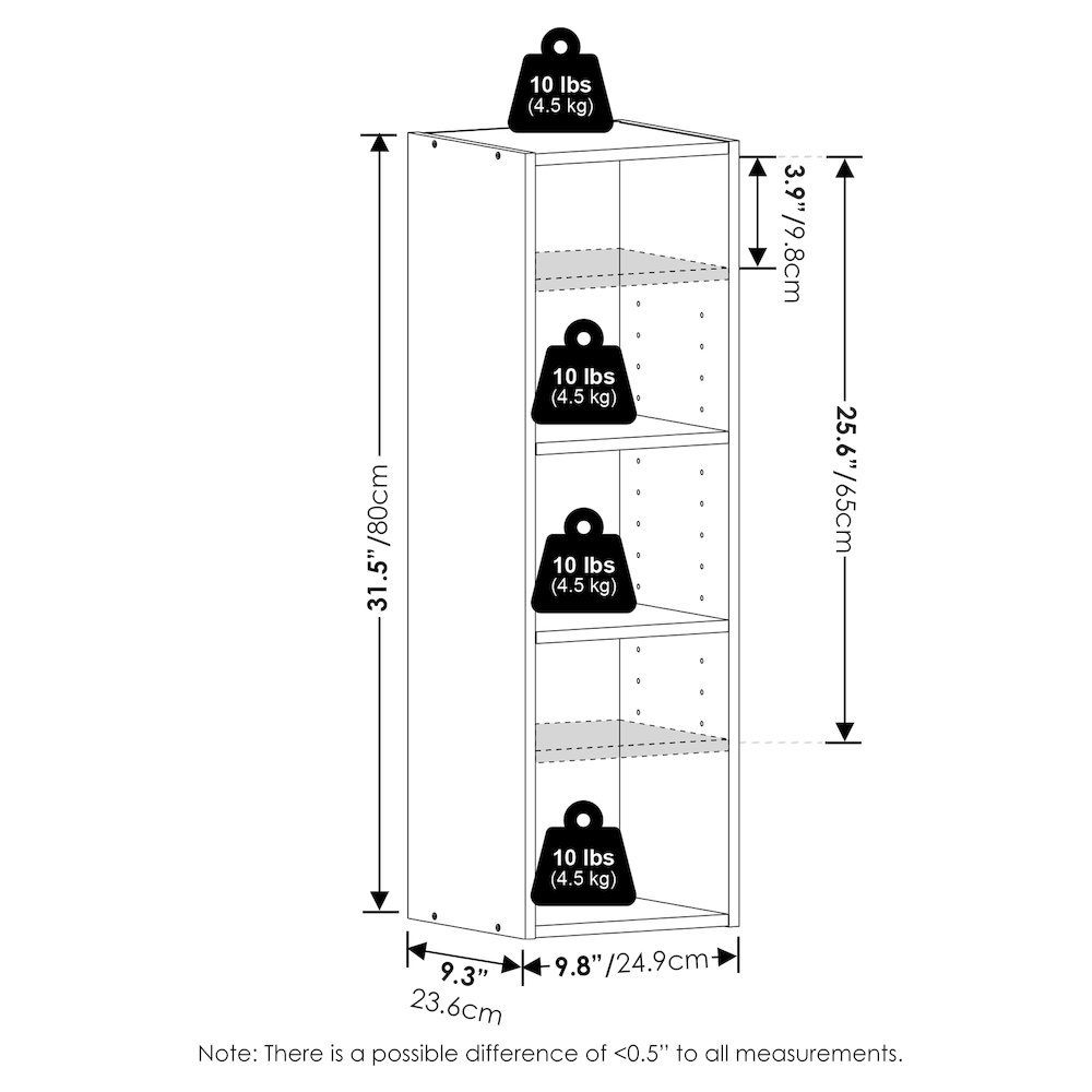 3-Tier Narrow Bookshelf, Bookcase with 10-In Width Storage Shelf, Amber Pine. Picture 6