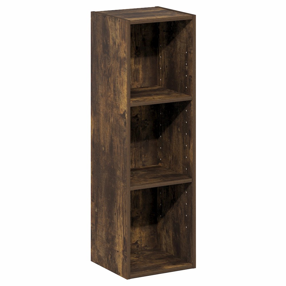 3-Tier Narrow Bookshelf, Bookcase with 10-In Width Storage Shelf, Amber Pine. Picture 1