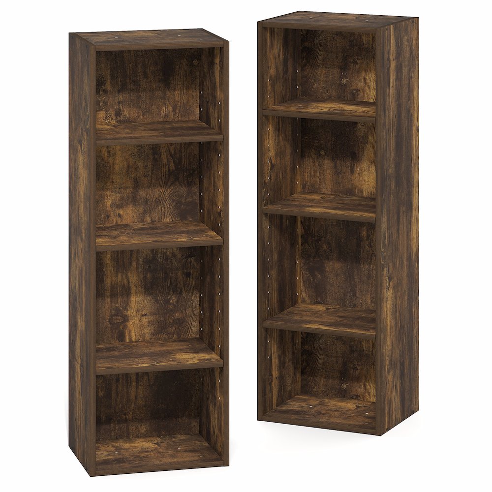 8-Tier Bookshelf, Bookcase with Open Shelf, Amber Pine. Picture 3