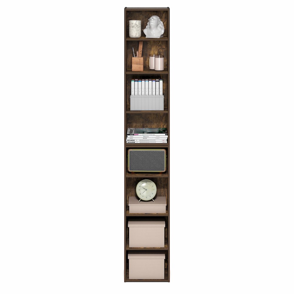 8-Tier Bookshelf, Bookcase with Open Shelf, Amber Pine. Picture 4