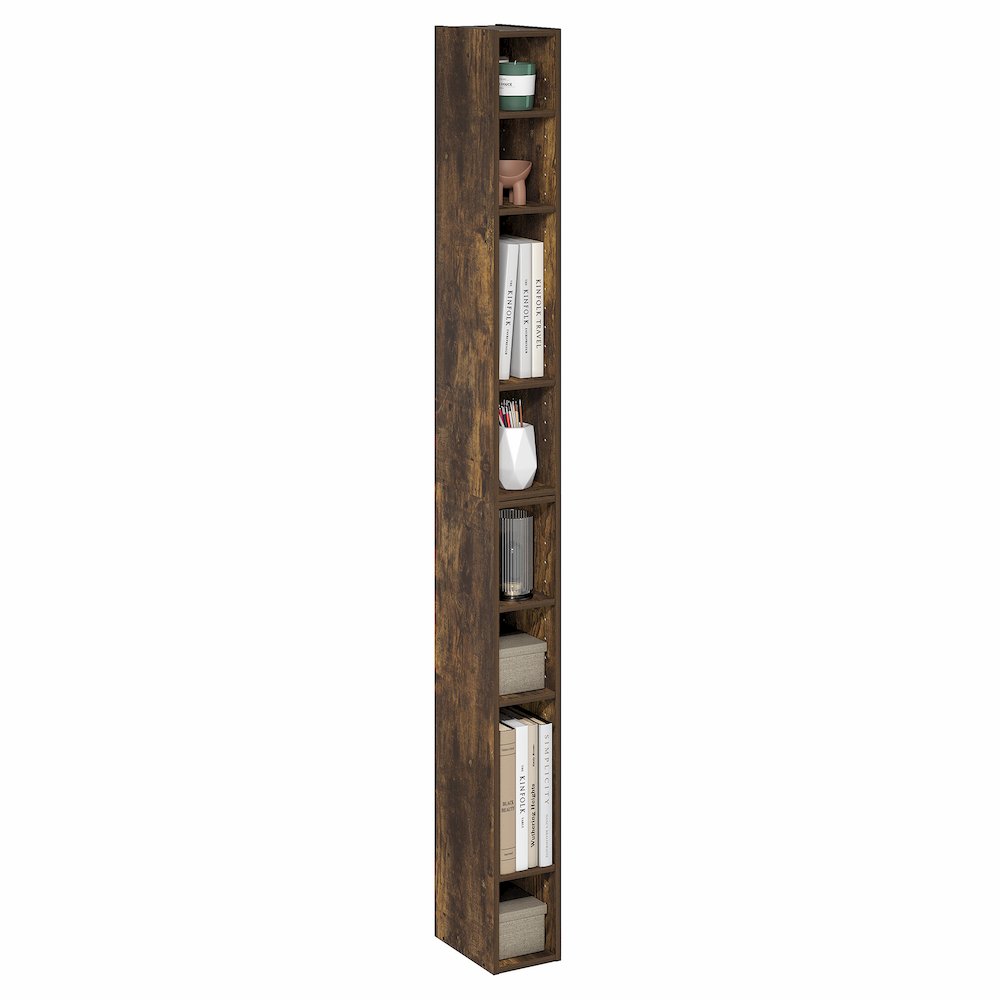 8-Tier Bookshelf, Bookcase with Space Saving Storage Shelf, Amber Pine. Picture 4