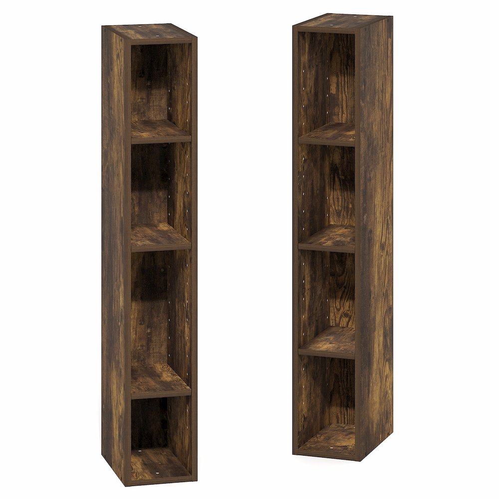 8-Tier Bookshelf, Bookcase with Space Saving Storage Shelf, Amber Pine. Picture 3