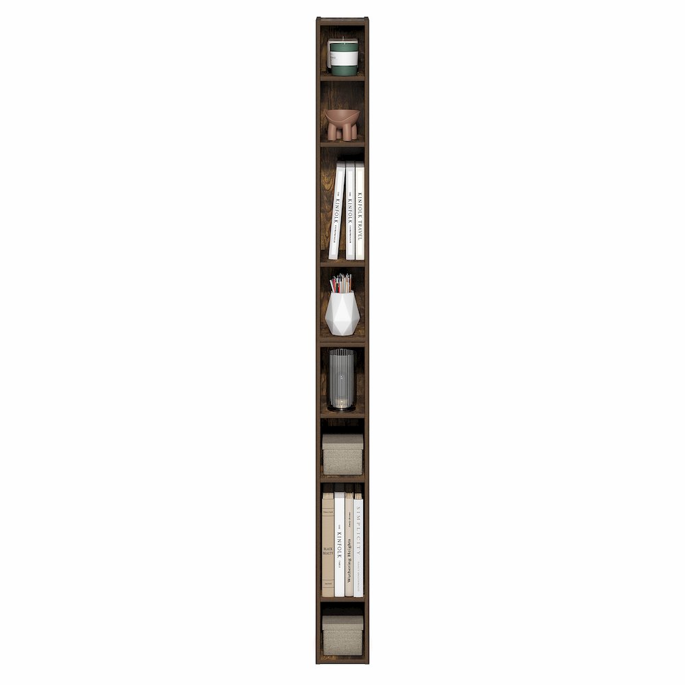 8-Tier Bookshelf, Bookcase with Space Saving Storage Shelf, Amber Pine. Picture 5