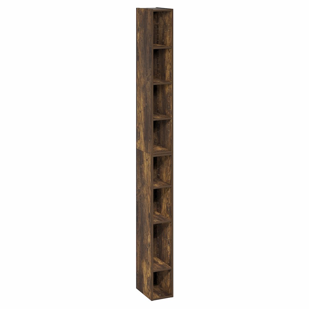 8-Tier Bookshelf, Bookcase with Space Saving Storage Shelf, Amber Pine. Picture 1