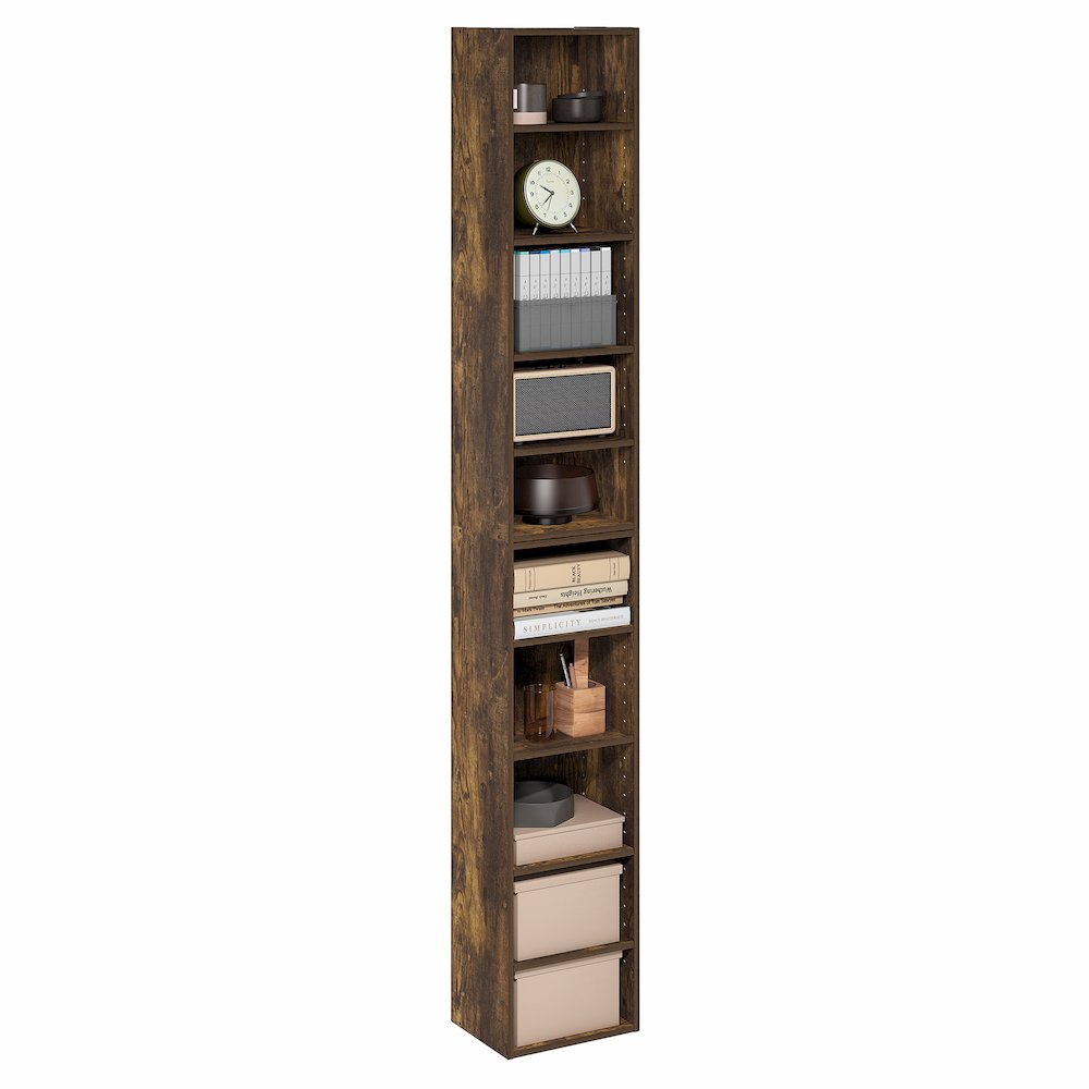10-Tier Bookshelf, Bookcase with Open Shelf, Amber Pine. Picture 4
