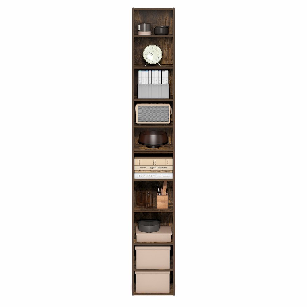 10-Tier Bookshelf, Bookcase with Open Shelf, Amber Pine. Picture 5