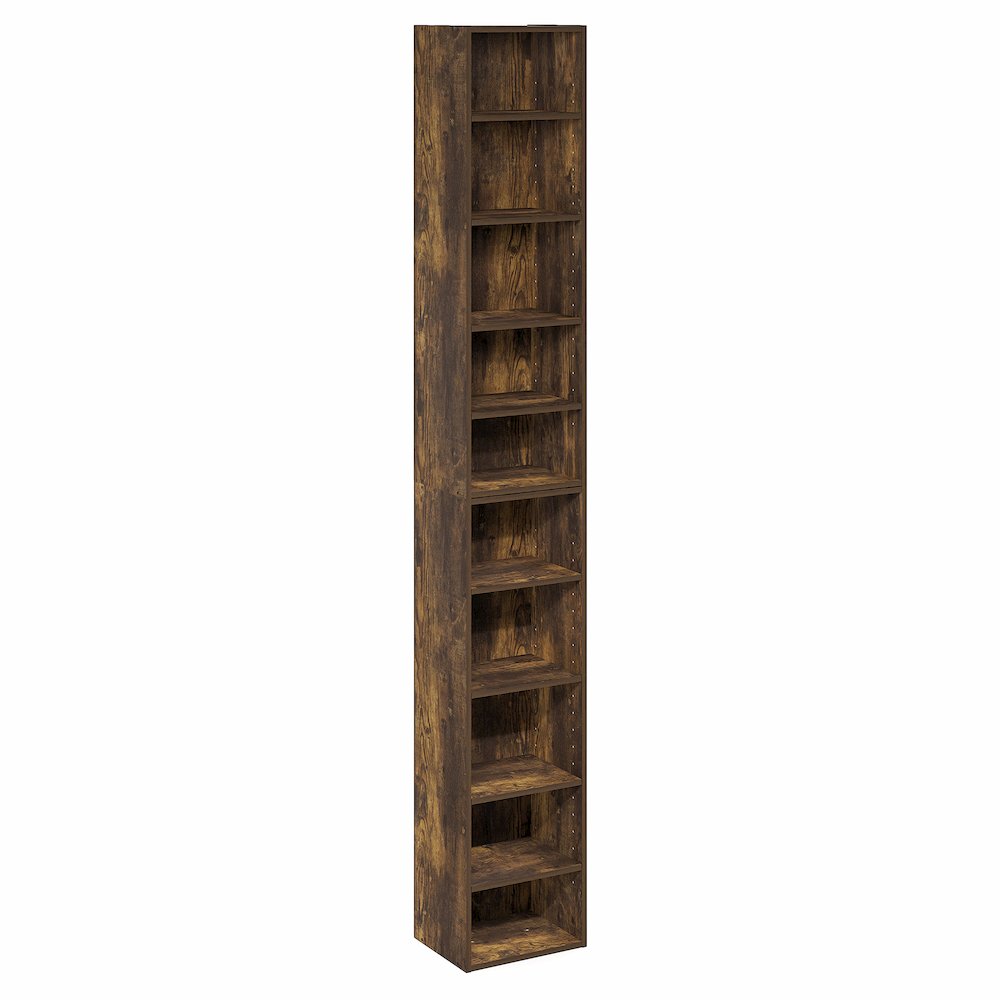 10-Tier Bookshelf, Bookcase with Open Shelf, Amber Pine. Picture 1