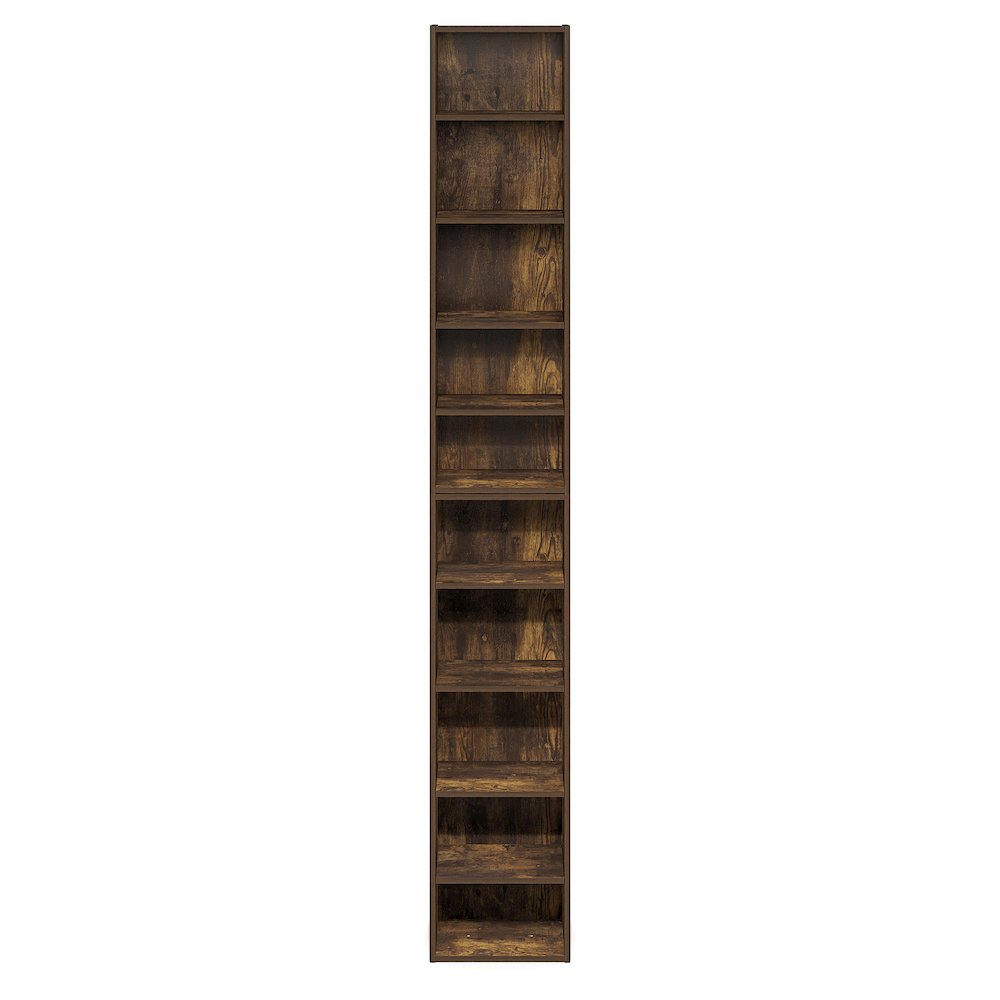 10-Tier Bookshelf, Bookcase with Open Shelf, Amber Pine. Picture 2