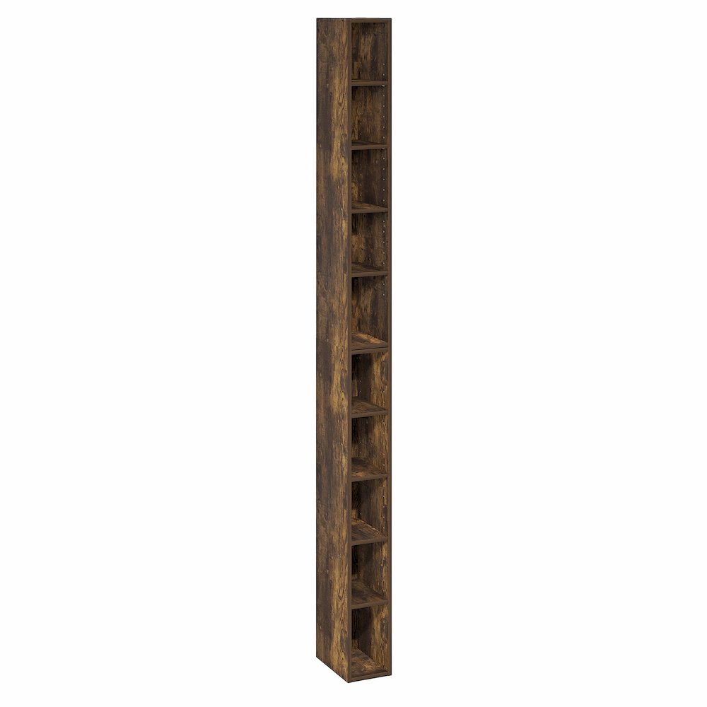10-Tier Bookshelf, Space Saving Storage Shelf Bookcase, Amber Pine. Picture 1