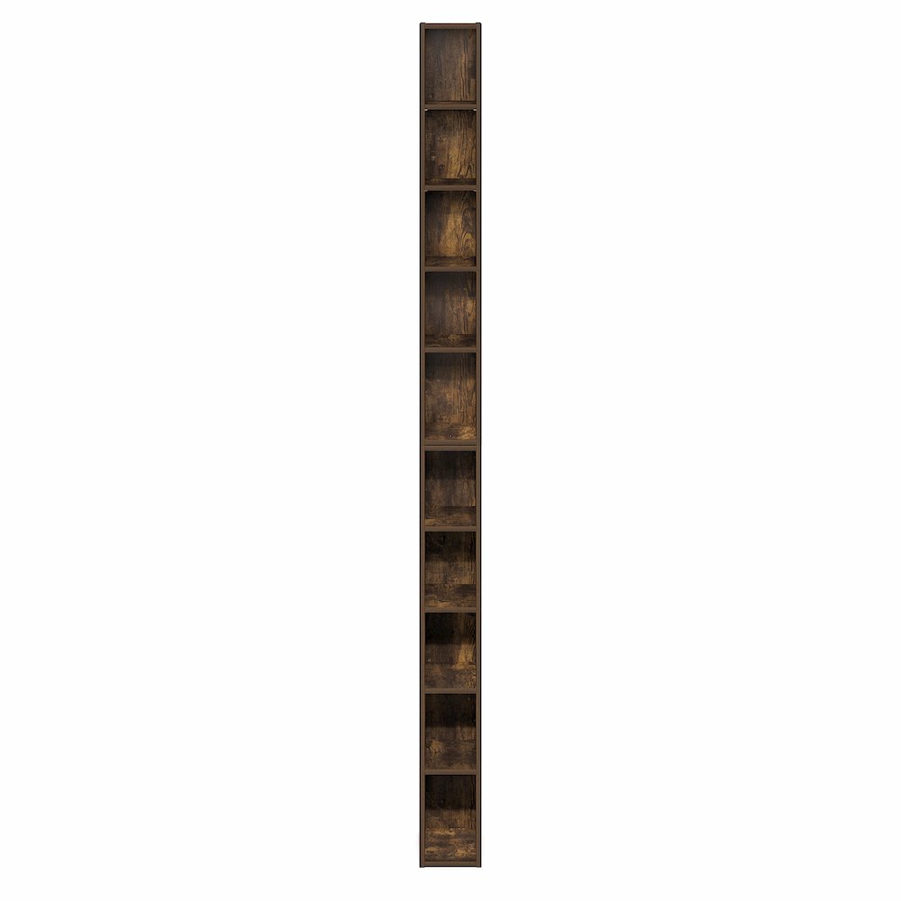 10-Tier Bookshelf, Space Saving Storage Shelf Bookcase, Amber Pine. Picture 2