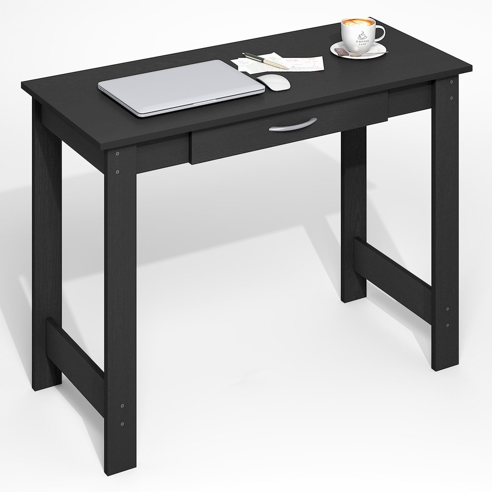 Computer Desk with H-legs, Office Desk, Writing Desk, with Drawer, Darkwood. Picture 3