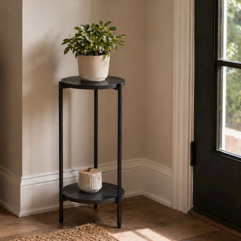 BESI Plant Stand Indoor Outdoor, 2-Tier Round, Americano. Picture 2