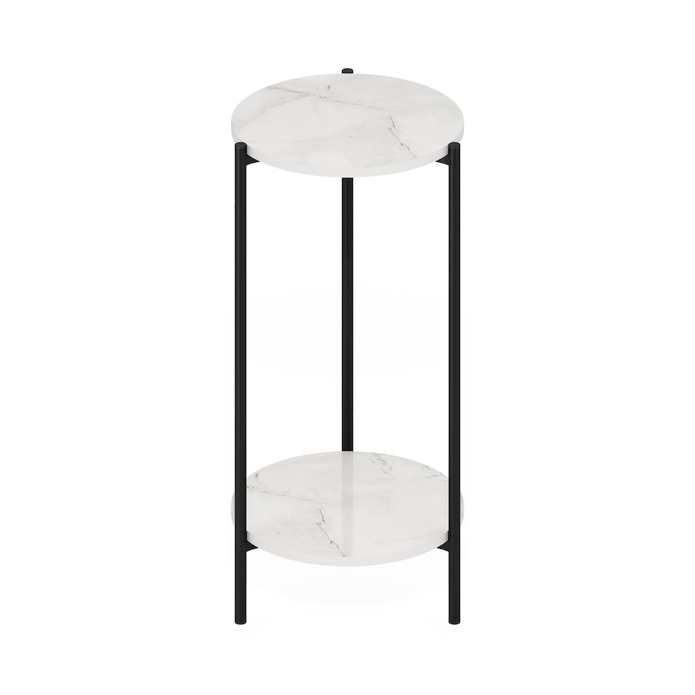 BESI Plant Stand Indoor Outdoor, 2-Tier Round, Marble White. Picture 3