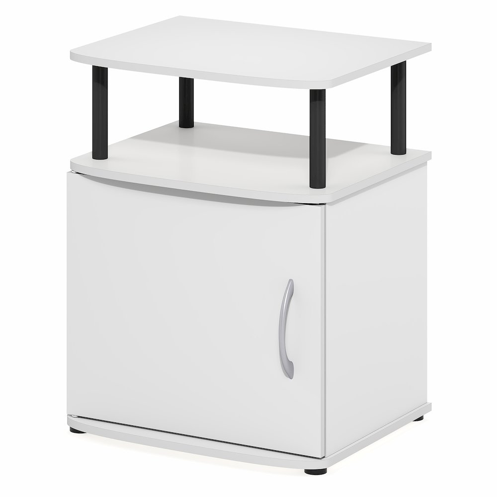 2-Tier Open Shelf End Table with Door Cabinet for Living Room, Bedroom, White. Picture 6
