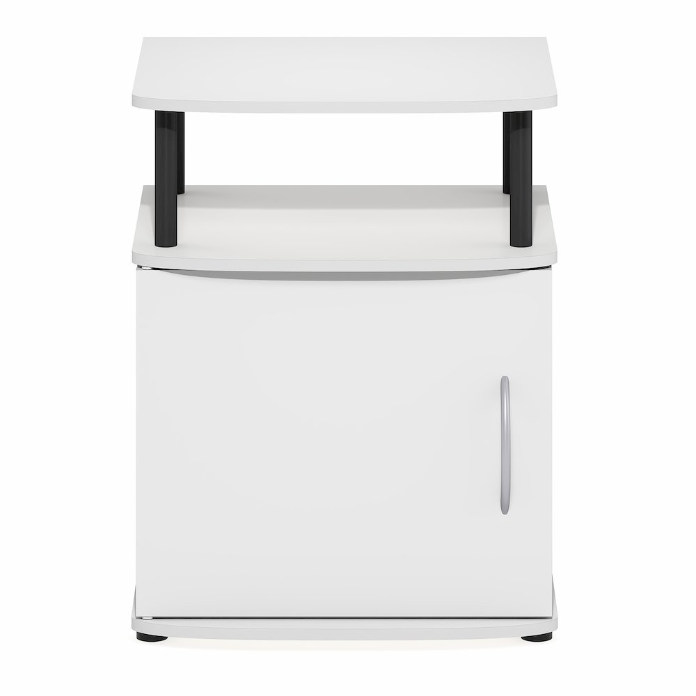 2-Tier Open Shelf End Table with Door Cabinet for Living Room, Bedroom, White. Picture 1