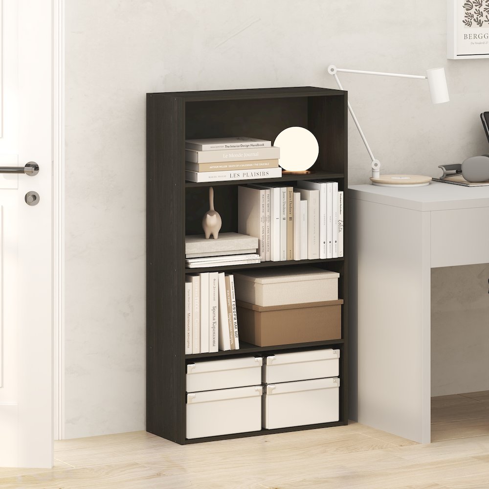 JAYA Book Shelf, 4-Tier Book Shelf, Standing Bookshelf, 9.5 x 23.6 x 41.9. Picture 2