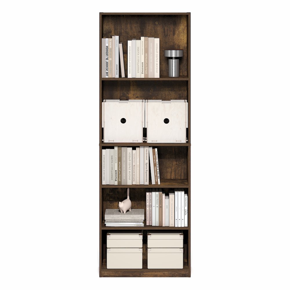 JAYA Book Shelf, 5-Tier Tall Book Shelf, Standing Bookshelf, 9.5 x 24.6 x 71.1. Picture 6