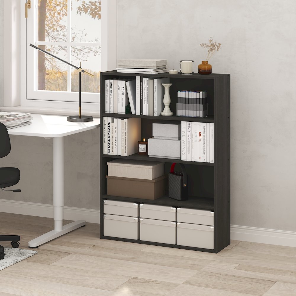 PASIR Book Shelf, 4-Tier Bookshelf with Open Storage Shelf, Standing Bookcase. Picture 4