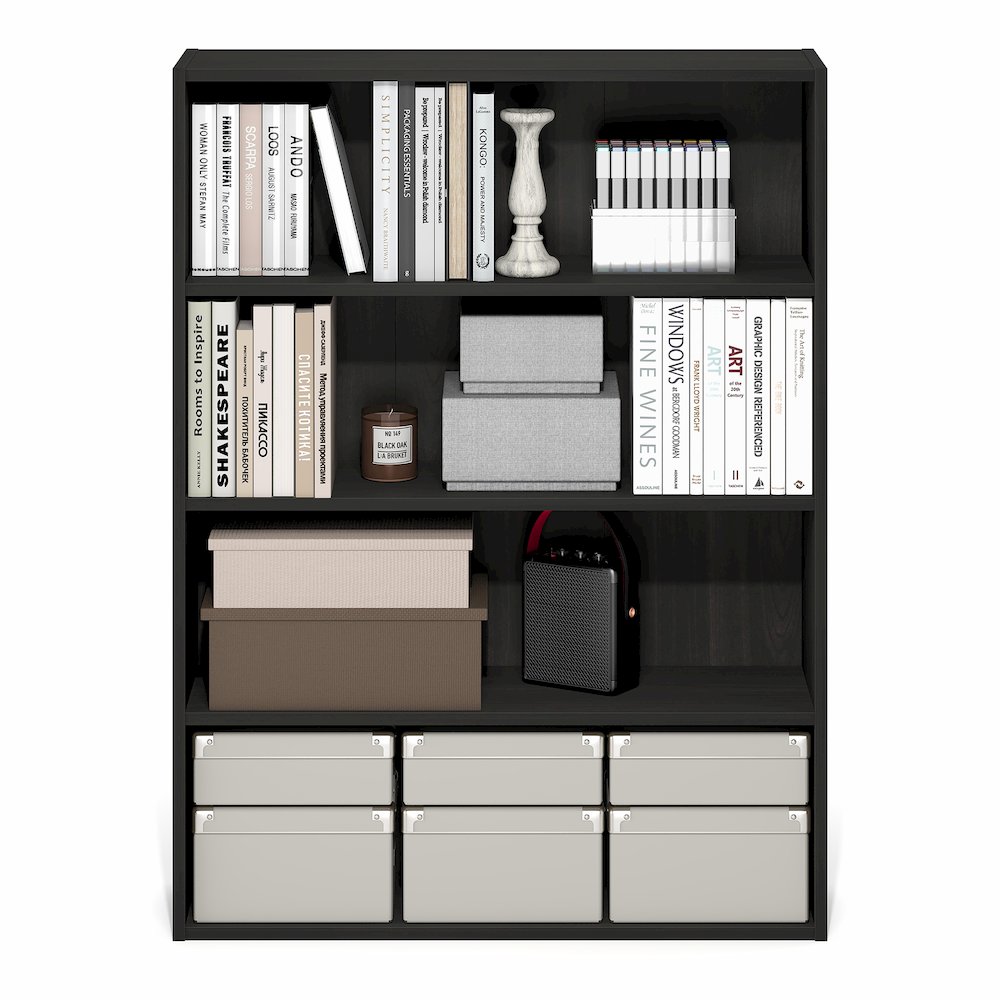 PASIR Book Shelf, 4-Tier Bookshelf with Open Storage Shelf, Standing Bookcase. Picture 5
