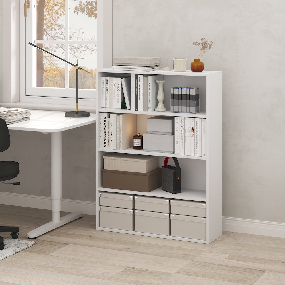 PASIR Book Shelf, 4-Tier Bookshelf with Open Storage Shelf, Standing Bookcase. Picture 4