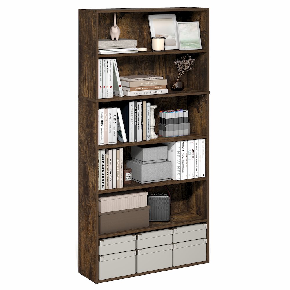 PASIR Book Shelf, 6-Tier Bookshelf with Open Storage Shelf, Standing Bookcase. Picture 3