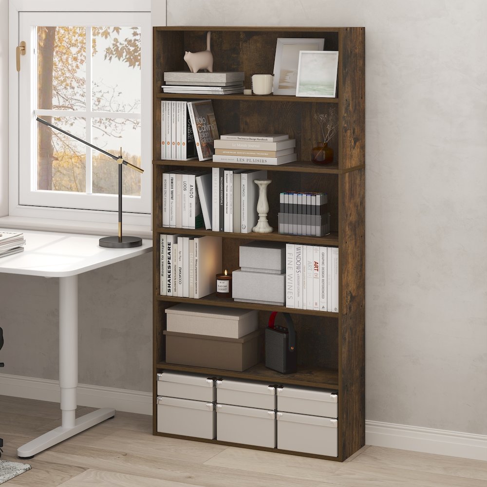 PASIR Book Shelf, 6-Tier Bookshelf with Open Storage Shelf, Standing Bookcase. Picture 4