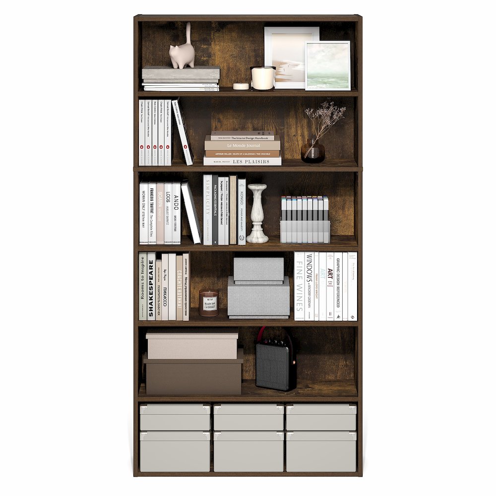 PASIR Book Shelf, 6-Tier Bookshelf with Open Storage Shelf, Standing Bookcase. Picture 5