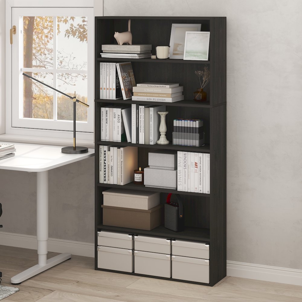 PASIR Book Shelf, 6-Tier Bookshelf, Bookcase with Open Storage Shelf. Picture 3