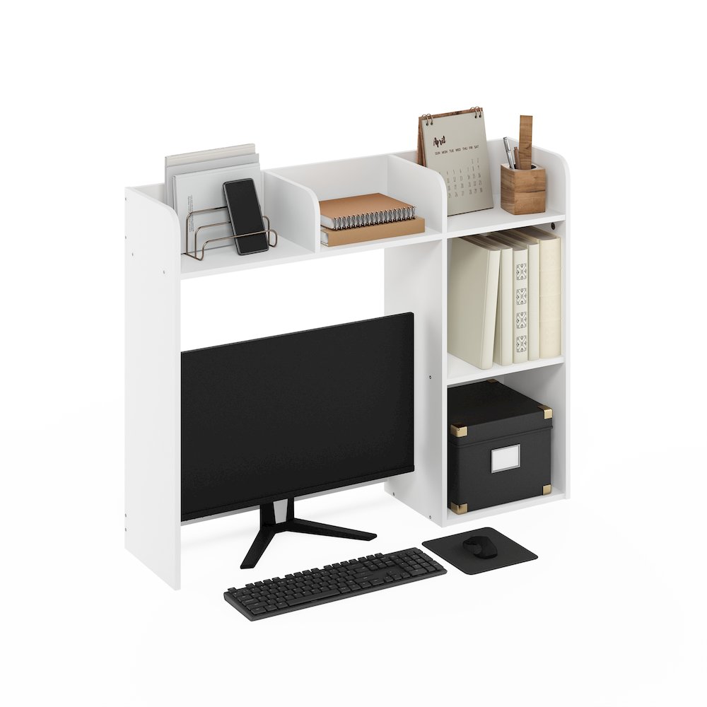 BASIC Desk Shelf, 5-Shelf Desktop Hutch, White. Picture 4