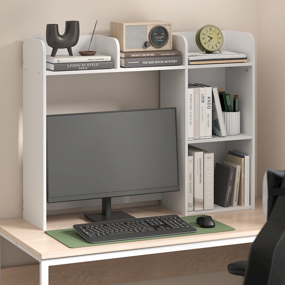BASIC Desk Shelf, 5-Shelf Desktop Hutch, White. Picture 2