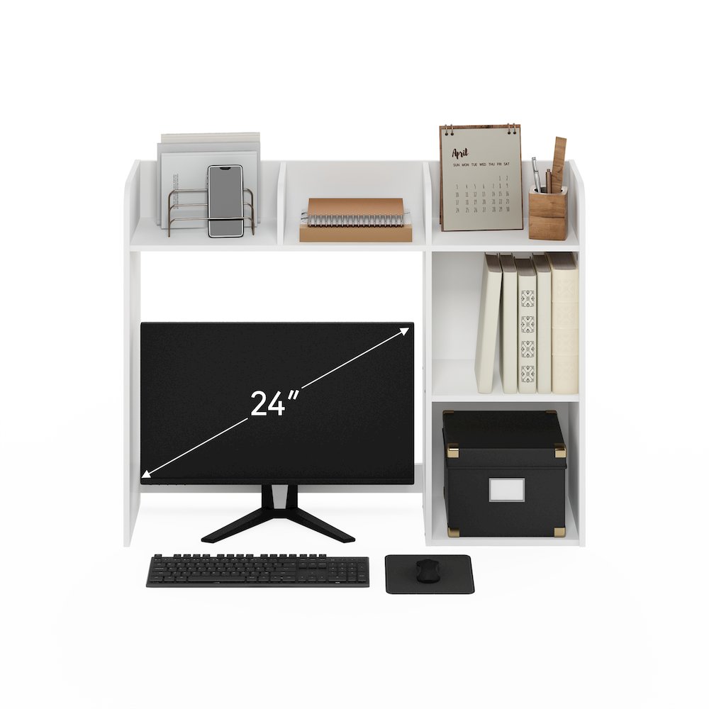 BASIC Desk Shelf, 5-Shelf Desktop Hutch, White. Picture 7
