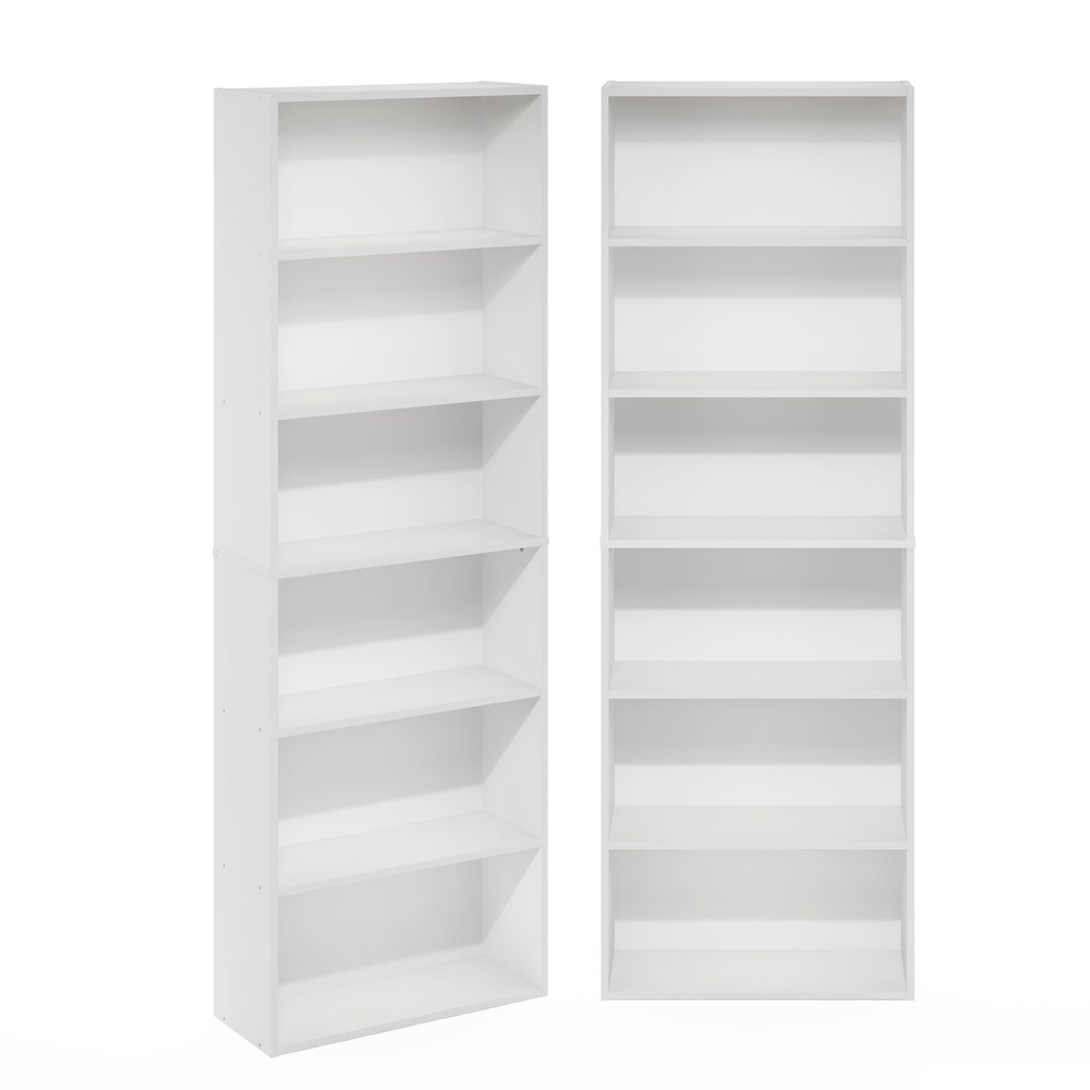 JAYA Book Shelf Set of 2, 6-Tier Bookshelf, Bookcase, White. Picture 1