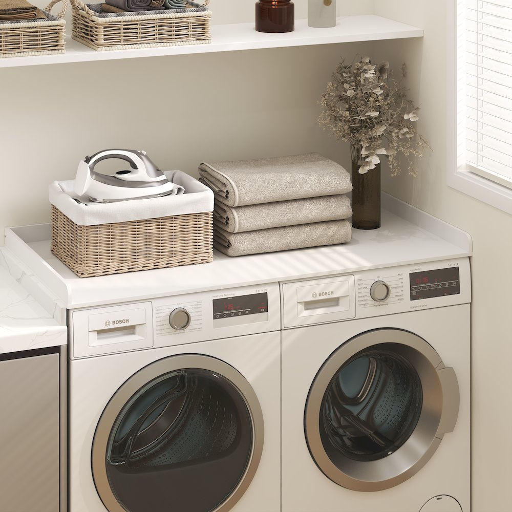 Washer Dryer Countertop, Washer and Dryer Topper, with Edge Rails, White. Picture 3