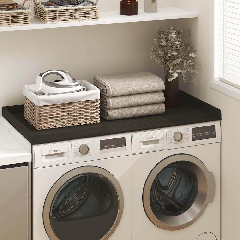 Washer Dryer Countertop, Washer and Dryer Topper, with Edge Rails, Espresso. Picture 3
