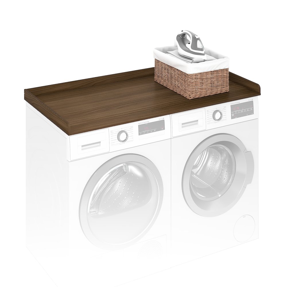 Washer Dryer Countertop, Washer and Dryer Topper, with Edge Rails, Modern Walnut. Picture 1