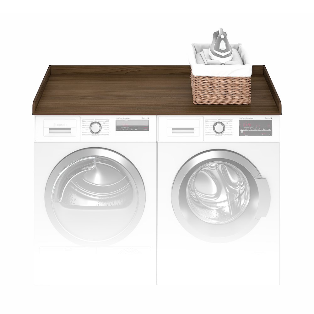 Washer Dryer Countertop, Washer and Dryer Topper, with Edge Rails, Modern Walnut. Picture 4