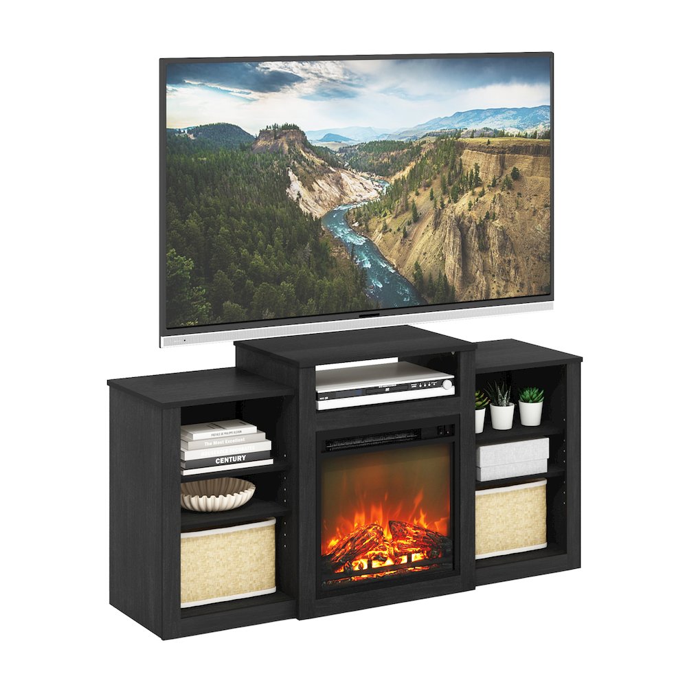 TV Console for TV up to 55 Inch with Fireplace, Dark Americano. Picture 4