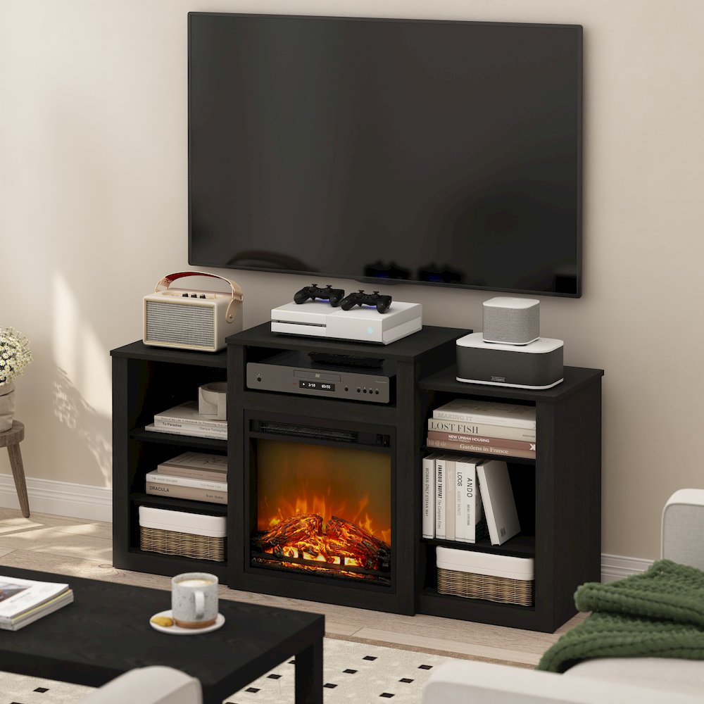 TV Console for TV up to 55 Inch with Fireplace, Dark Americano. Picture 5