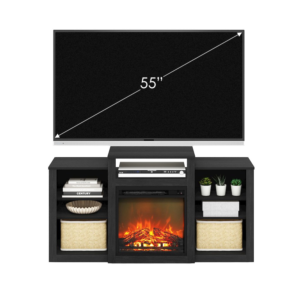 TV Console for TV up to 55 Inch with Fireplace, Dark Americano. Picture 7