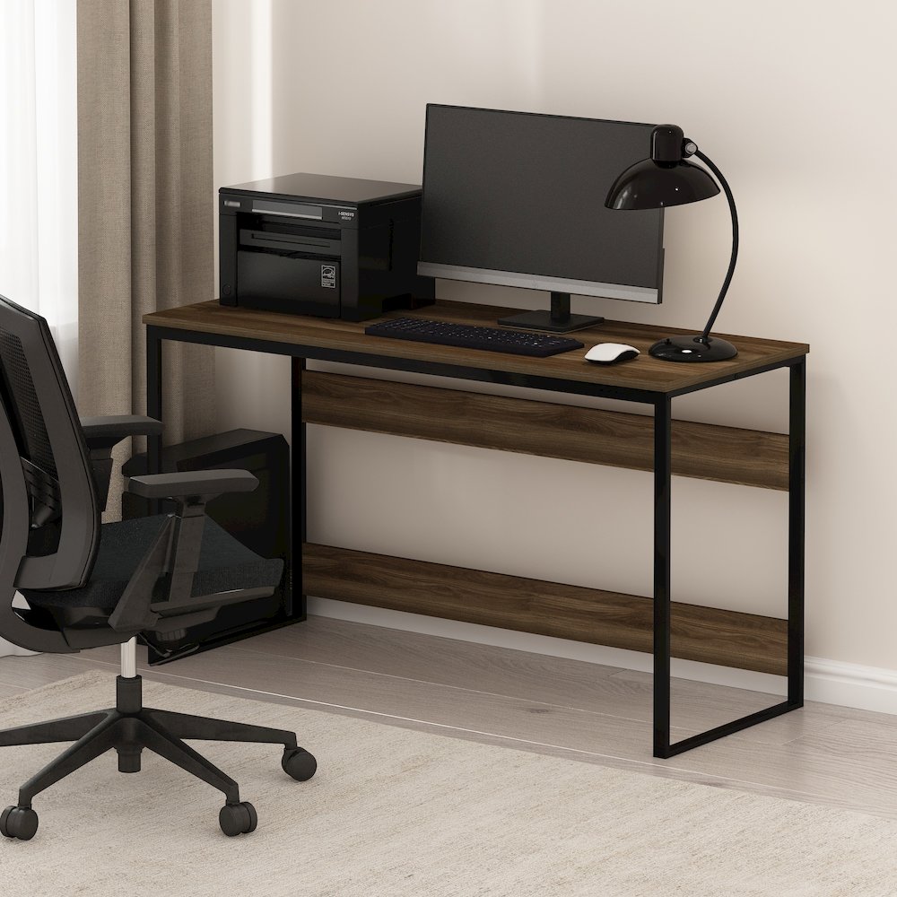 MORETTI Computer Desk, Gaming Desk, Office Desk, 52 Width, Brown Walnut. Picture 5