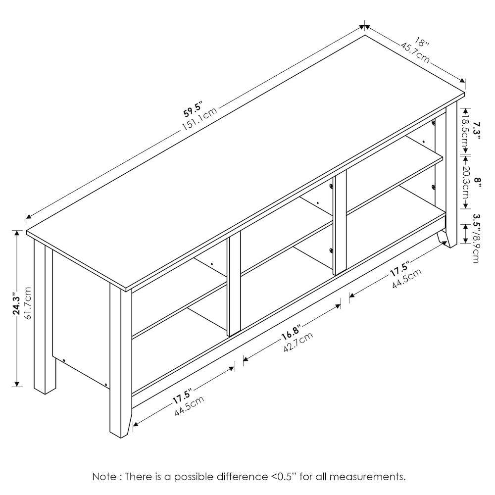 TV Entertainment Center with Shelves, TV Console, for TV up to 60 Inch, Grey Oak. Picture 5