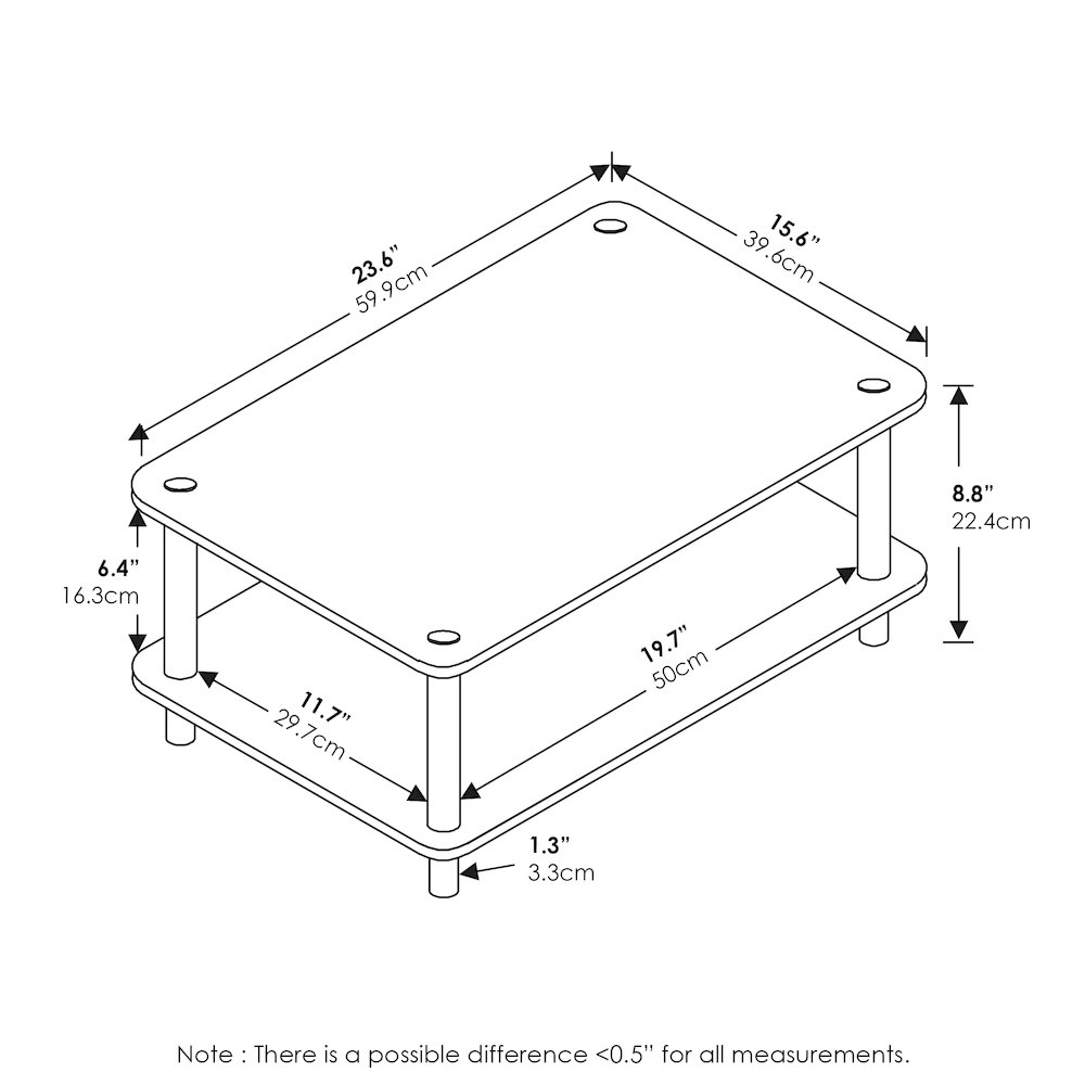2-Tier Modern Coffee Table with Open Shelf, Plain White. Picture 5