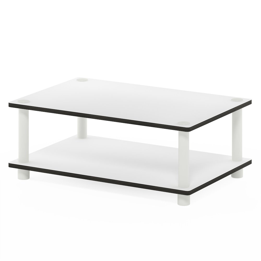 2-Tier Modern Coffee Table with Open Shelf, Plain White. Picture 1