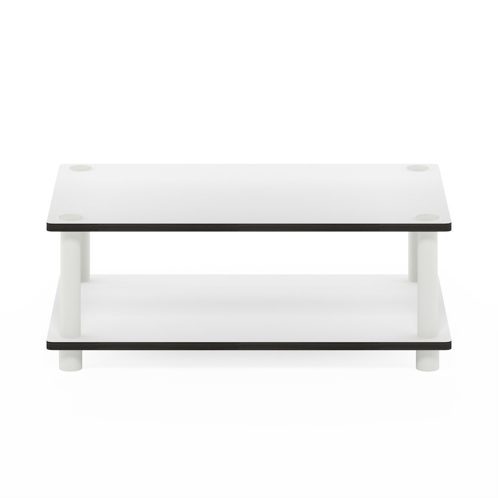 2-Tier Modern Coffee Table with Open Shelf, Plain White. Picture 2
